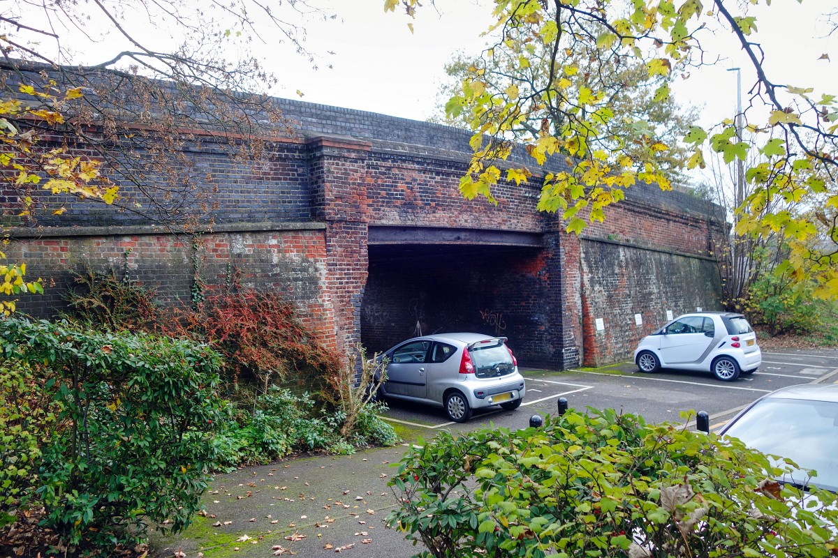 A present view of the old railway bridge carrying traffic